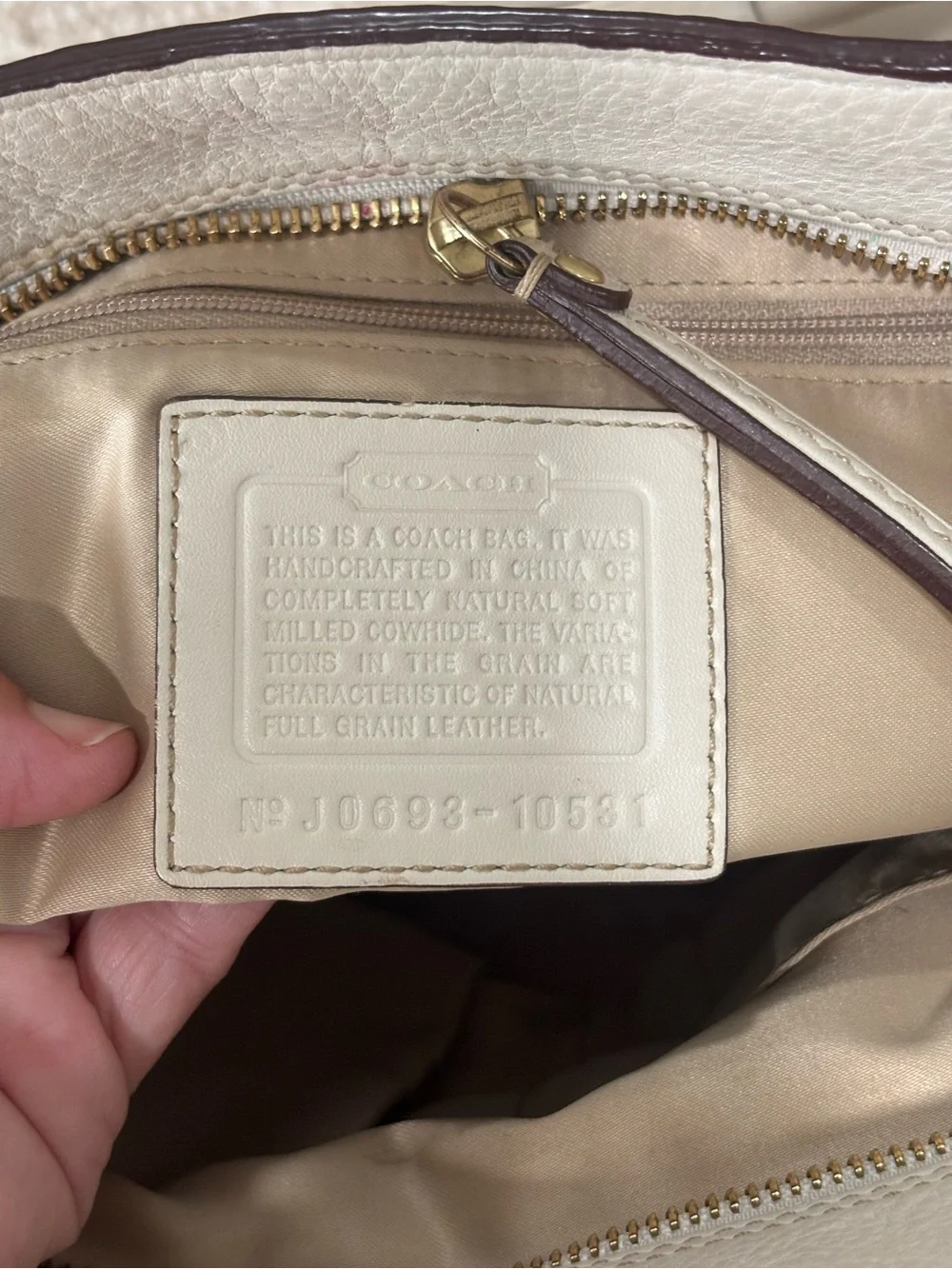 Coach white leather hampton carryall bag
